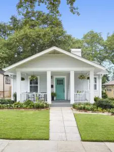 little house with blue door