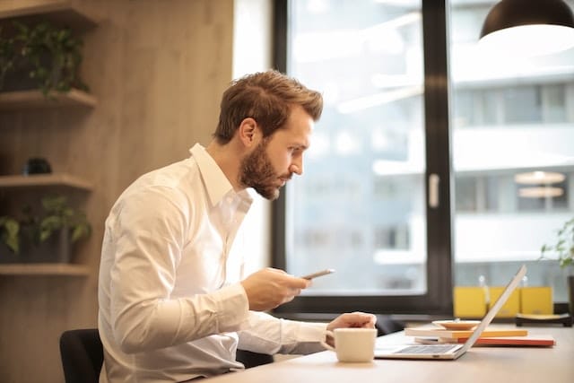 business professional at computer